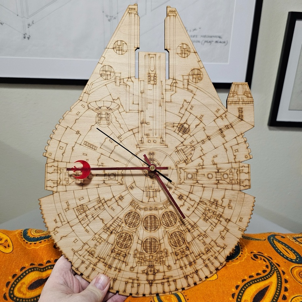 Millennium Falcon wall clock, wood